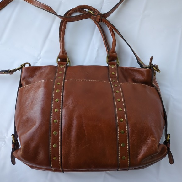 Patricia Nash Carducci Leather Heritage Pocket Tote Shoulder Brown Handbag - Picture 1 of 15